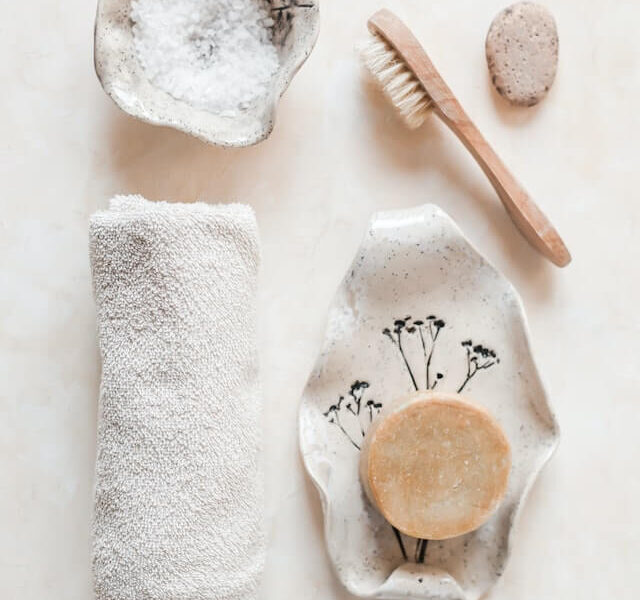 Physical Exfoliation Items prepared in a flat surface.